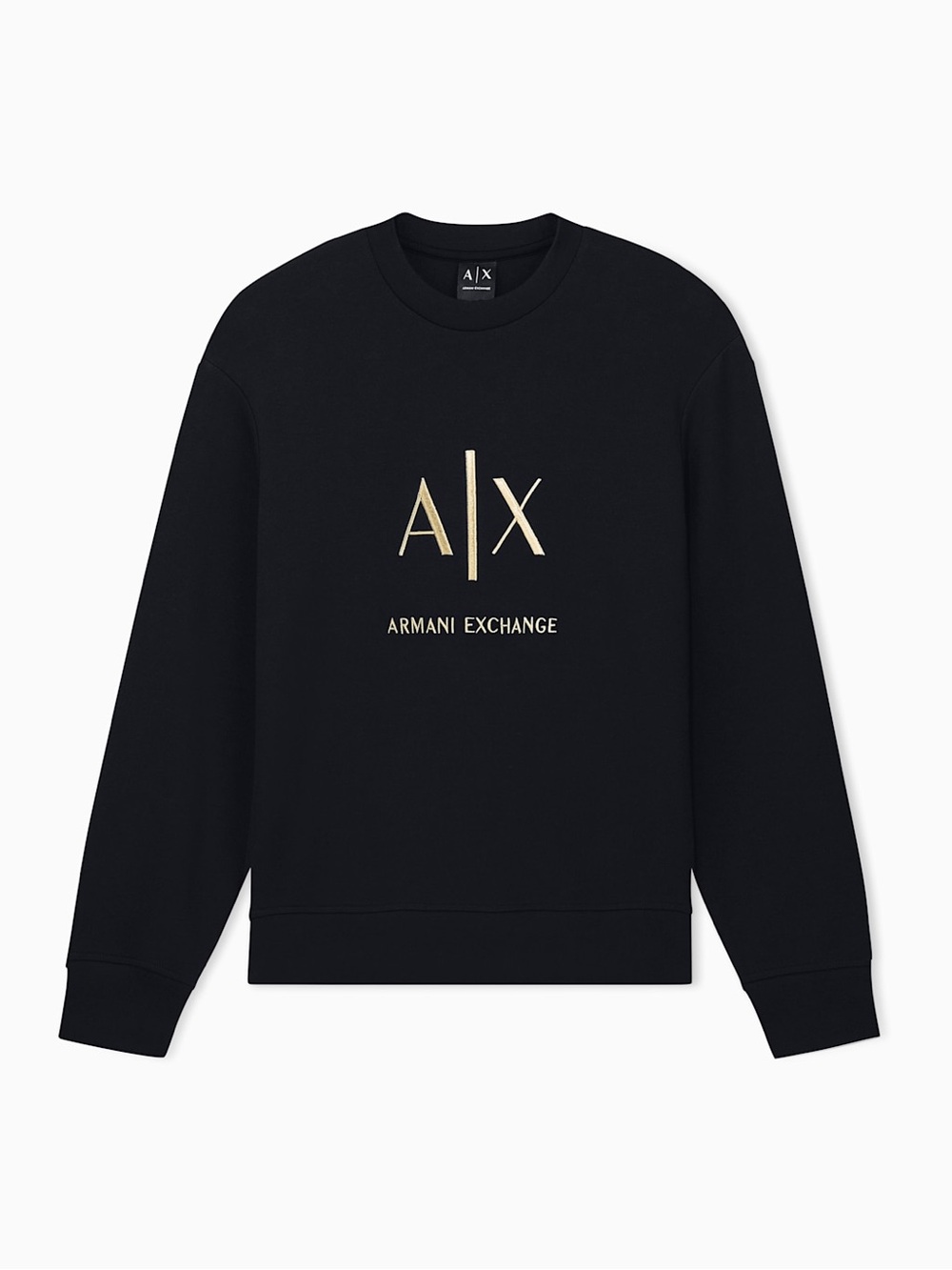 Armani Exchange Black Crewneck Sweatshirt with Gold Logo REGULAR FIT SWEATSHIRT